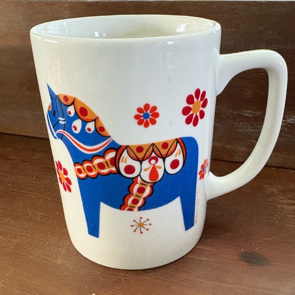 Mint condition Vintage Swedish Scandinavian blue Dala horse Berggren Ceramic mug - Picture 5 of 6